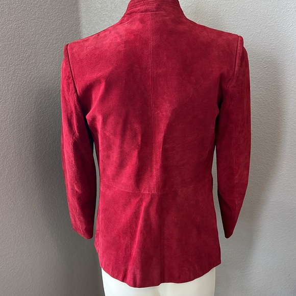 The Tannery Women’s 3/4 Sleeve Red Suede Leather Blazer Jacket Size 5/6 - Picture 4 of 12